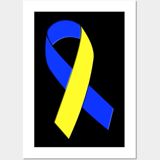 Down Syndrome Yellow and Blue Support Ribbon Posters and Art